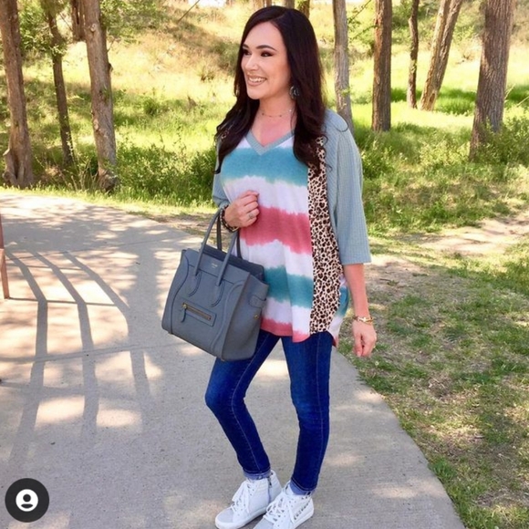 Watermelon leopard tye dye dolman loose top S - Picture 3 of 8